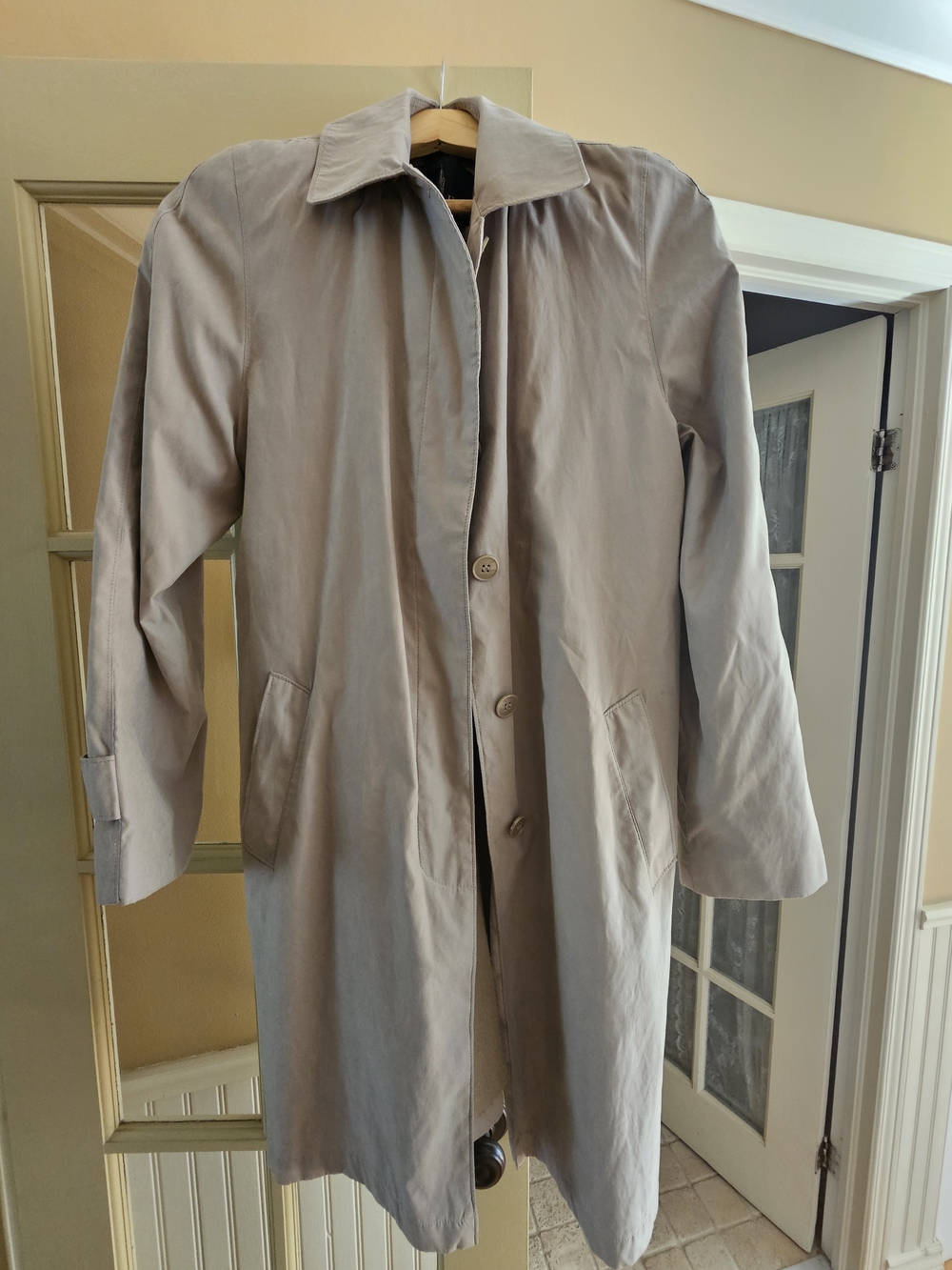 Men's Light Gray Single-Breasted Trench Coat